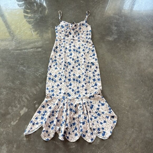 Commense Floral Print Knotted Irregular Hem Long Dress - Picture 5 of 11